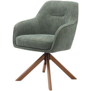 Avola - Eetkamerstoel - Bosgroen - Draaibaar - Chenille-Stof, Rood Eikenhout