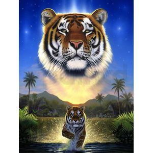 Lion King Tijger Natuur - VIERKANT - 30x40cm - Diamond Painting Volwassenen - Paintd