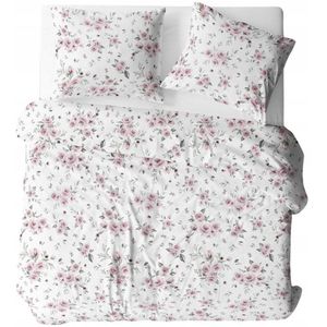 Bielawa Kora Beddengoed 200x220 Wit Poederroze Bloemen Katoen