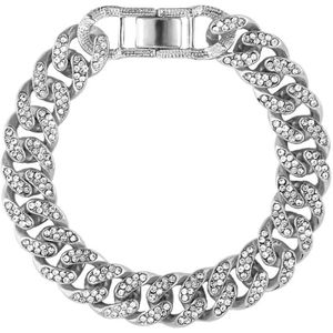 Iced Out! - Cuban Link Heren Armband met Diamantjes (Zirkonia) - Zilver kleurig - 13mm - Schakelarmband - Armbanden - Mannen Cadeautjes - Cadeau voor Man - Mannen Cadeautjes