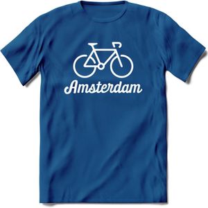 Amsterdam Fiets Stad T-Shirt | Souvenirs Holland Kleding | Dames / Heren / Unisex Koningsdag shirt | Grappig Nederland Fiets Land Cadeau | - Royal Blue - S