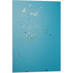 Vlag - Gouden Glitters in Blauw Water - 50x75 cm Foto op Polyester Vlag