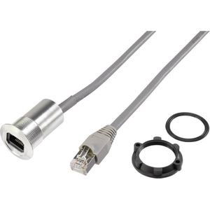 TRU COMPONENTS RJ45-inbouwbus, kabellengte 1,50 m RJ45-03-BK Bus, inbouw, Stekker, recht Zwart 1 stuk(s)