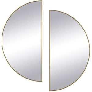 OZAIA Set van 2 halfronde spiegels in metaal - B.50 x H.100 cm - Goudkleurig - GAVRA L 50 cm x H 100 cm x D 1 cm