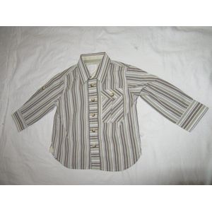 noukie's , jongens , overhemd , streep, bruin / beige / wit / lila, 82 , 104 - 4 jaar