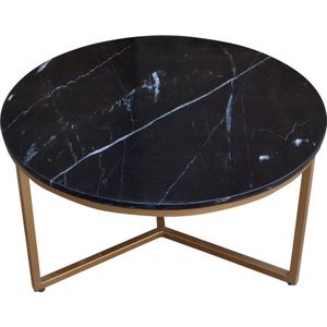 moods collection marmeren salontafel - zwart & goud - ø 74 cm