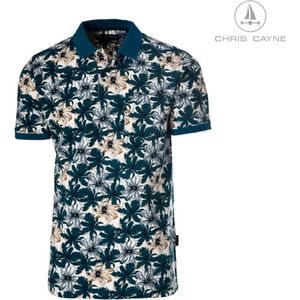 Chris Cayne heren poloshirt - polo heren - 3100 - petrol print - korte mouwen - maat XXL