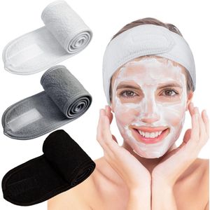 3stuks - Make-up Haarbanden - Cosmetische hoofdband - Fluffy Haarband - Hoofdband - Verstelbaar Badstof Haarband - Professioneel en Thuisgebruik - Make-up accessoires - Beauty Haarband - Klittenband sluiting - Haarband make up