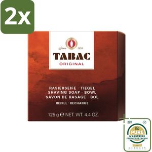 Tabac Original - Scheerzeep Navulling - Voor pot - 125 gr - Voordeelverpakking - 2 stuks - Scheerzeep navulling - Scheerzeep pot