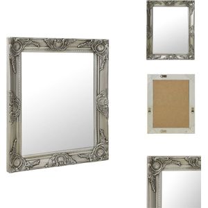 vidaXL Wandspiegel Barok - Hout en Glas - 50 x 60 cm - Zilver - Spiegel