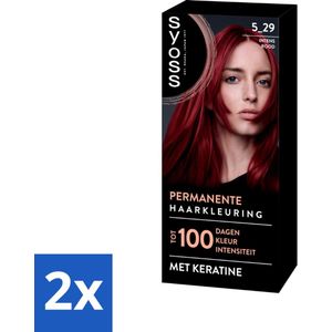 2 x SYOSS - Coloration 5-29 Intens Rood - Haarverf - Grijsdekking - Vermindert Haarbreuk - Permanente Haarkleuring - Haarkleur - Grijsdekking - Keratine - Haarmasker