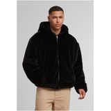 Urban Classics Full Zip Faux Fur Hoodie Heren Trui met capuchon - zwart - S