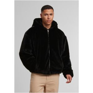 Urban Classics Full Zip Faux Fur Hoodie Heren Trui met capuchon - zwart - S