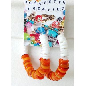 Jeannette-Creatief® - Holland - Oranje Oorbellen 6 - Oorhangers - Oorringen - Oorbellen dames - Hoops - Statement oorbellen - Oranje oorbellen - Oranje - Oranje Oorbellen - Schelpen