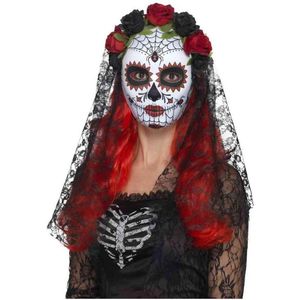 Smiffys - Day Of The Dead Senorita Full Face Masker - Rood/Zwart