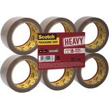 Scotch Verpakkingstape, Heavy -Flat Pack/6 rollen, Bruin, 50 mm x 66 m, pp 237