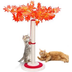 Krabpaal voor katten, 75 cm kokospalm, hoge kwaliteit sisaltouw met ophangbal, grote binnenboompaal voor kittens en katten - rood