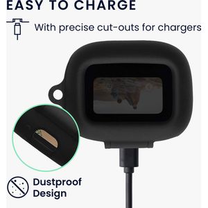 kwmobile oordopjes case geschikt voor JBL Live Flex 3 / Live Buds 3 / Live Beam 3 hoesje - Oortjes cover met handstrap - In-ear koptelefoon hoes - Silicone in zwart