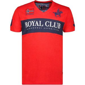 T-shirt V-hals Hals Rood Royal Club Geographical Norway - L