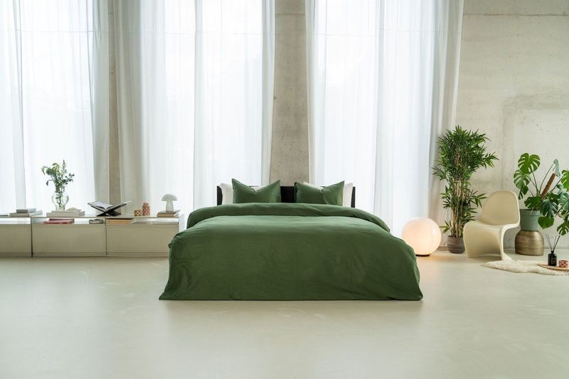 Kayori - Saya - Dekbedovertrek - Donkergroen - Lits-jumeaux 240x200/220 + 2 Slopen