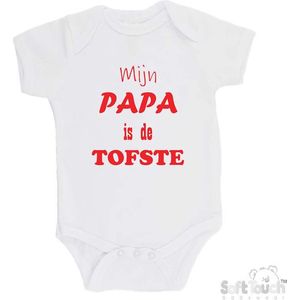 100% katoenen Romper ""Mijn Papa is de TOFSTE"" Vader Vaderdag Unisex Katoen Wit/rood Maat 56/62