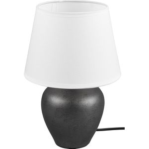 LED Tafellamp - Tafelverlichting - Trion Albino - E14 Fitting - Rond - Antiek Nikkel - Wit - Keramiek - Ø180mm