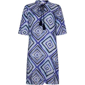 Pastunette Jurk Watercolor Square - Katoen - Blauw - Maat 38