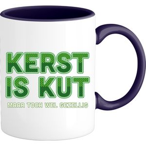 Kerst is kut, maar wel gezellig - Foute Kersttrui Kerstcadeau - Dames / Heren / Unisex Kleding - Grappige Kerst Outfit - Mok - Navy Blauw