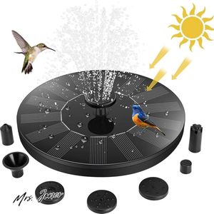 Mrs. Jones Fonteinpomp op zonne-energie upgrade 14 W vogelbad - 6 sproeiers - vrijstaande fonteinpaneel voor buiten - dompelpomp voor vijver zwembad terras tuin .