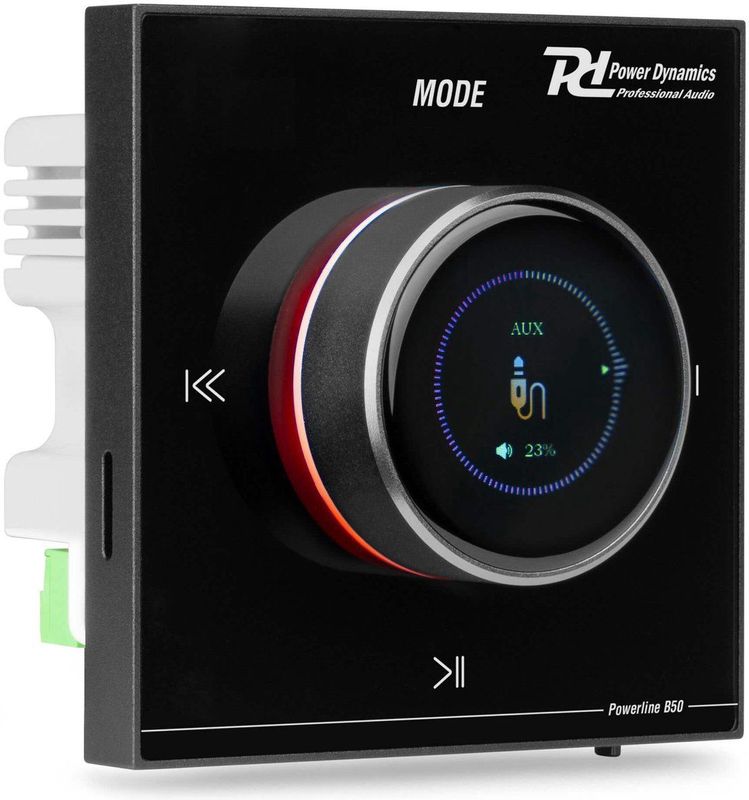 Power Dynamics - Powerline B50B - Inbouwversterker - Zwart - 2x 25W - Met Touchscreen en Bluetooth