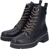 Rieker - Veterlaarsjes - Zwart - Imitatieleder - Platte Hak