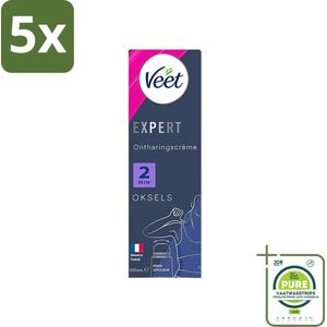 5 x Veet Expert Ontharingscrème Oksels 100 ml - Grootverpakking - Ontharingscrème - Veet - Oksels - Scheercrème - Huidverzorging
