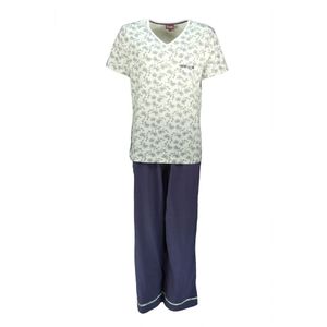 Medaillon Dames Pyjama - Katoen - V Hals - Paars - Maat XL