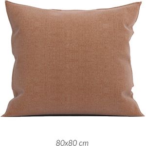 Heckett & Lane Franela flanel kussensloop bruin - 80x80 - premium kwaliteit - donsachtig laagje