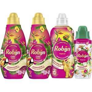 Robijn Perfect Match Mixed Wasmiddel Pakket - Tropical - met wasmiddel, wasverzachter en wasparfum - 4 stuks - Voordeelverpakking