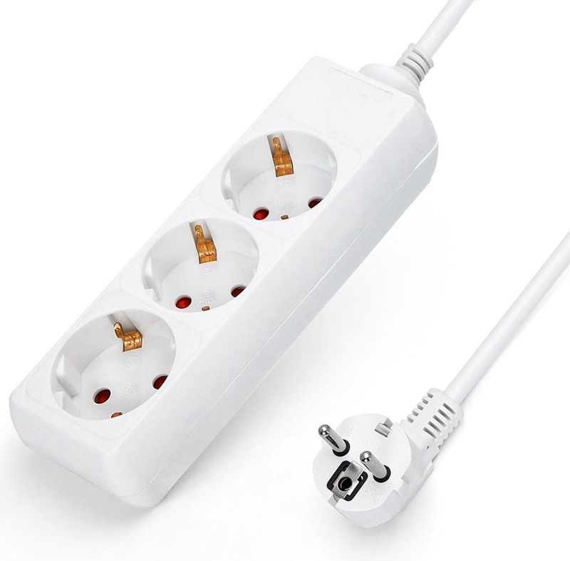 AIGOSTAR - Stekkerdoos - 3 Geaarde Contactdozen - Hittebestendig ABS - Kinderslot