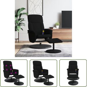 The Living Store Massagestoel verstelbaar met voetenbank fluweel zwart - Massagestoel - Ergonomische Stoel - Relaxstoel - Lounge Stoel - Zitzak