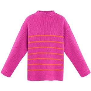 Basic bliss trui - nieuwe collectie - herfst/winter - bretonse strepen - dames - fuchsia - maat L/XL
