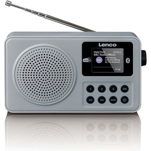 Lenco PDR-034GY - Draagbare DAB+/FM radio met Bluetooth en oplaadbare batterij - Grijs