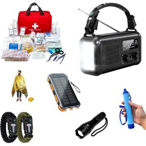 Noodradio 20.000mAh - Solar Opwindbaar - COMPLETE SET - Draagbare en Opwindbare Radio - Nood Radio - Noodradio dab Solar Opwindbaar - Noodpakket voor thuis - Oorlog - Denk vooruit - Overlevingspakket - Bij Rampen