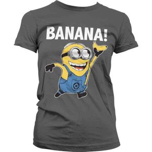 Minions Dames Tshirt -XL- Banana! Grijs