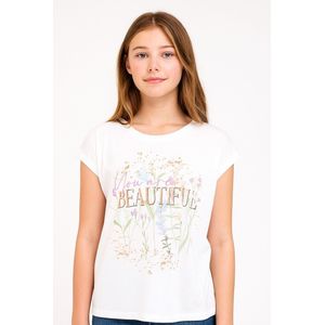 Meisjes T-shirt | Wit | Maat 158/164