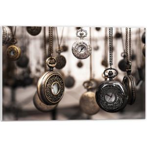 PVC Schuimplaat- Horloge - Kettingen - Vintage - Zakhorloge - 60x40 cm Foto op PVC Schuimplaat