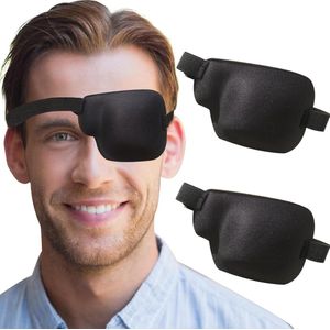 2 Stuks 3D -oogplekken voor volwassenen, zacht ooglapje - Comfortabel oogmasker voor dagelijks gebruik - zwart (linkeroog)