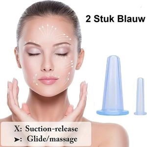 Siliconen Face Cups I siliconen Massage Cups I Gezichtsmassage I Vacuüm Cupping I 1.5 cm / 3.6 cm I 2 Stuks I Blauw