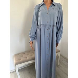 Elegante Maxi Jurk met Lange Mouwen – Modieuze Knopen & Comfortabele Pasvorm – Dames Blousejurk- ruime jurk- maat M- modest jurk- dames lange jurk- oversized