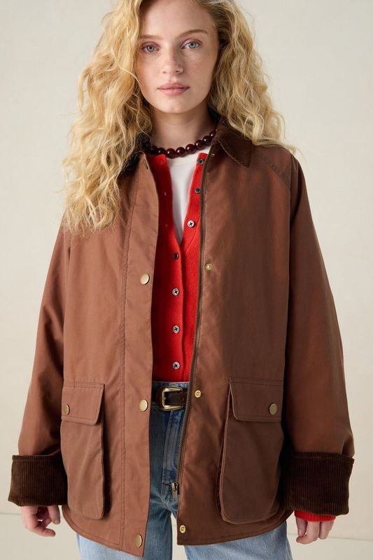 Bruine wax jas