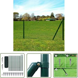 The Living Store Euro hek 25x1,2 m staal groen - Euro Hek - Tuinhout - Privacy Scherm - Gazonrand - Pvc Coating