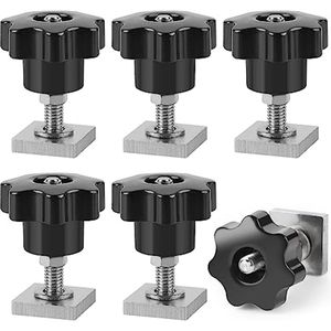 6 x Adaptor T-Track M6 RVS 2 x 2 x 0.5 cm voor Auto, Daktassen, Fietsen