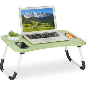 Inklapbare Laptoptafel voor Bed en Bank - Comfortabel en Compact - Groen MDF en Ijzer - 26 x 63 x 40 cm